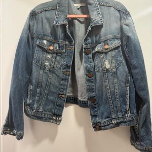 Fidelity Distressed Blue Denim Jean Jacket Large
